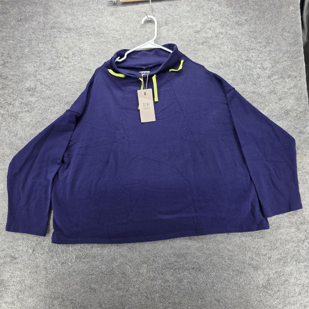 Fabletics Sweatshirt Womens 2X Blue Pullover Funnel Neck Demi Lovato Dominique